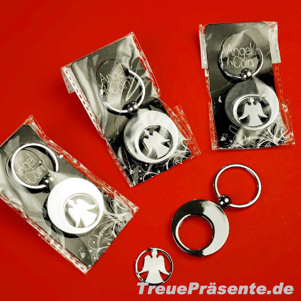 Schlüsselanhänger Engel mit Einkaufswagen-Chip