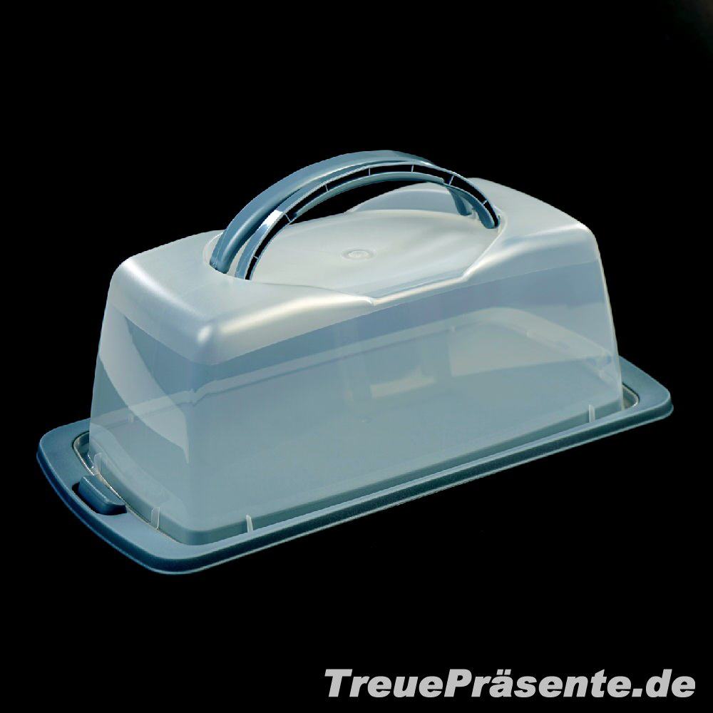 Kuchenbehälter eckig blau mit Haltegriffen