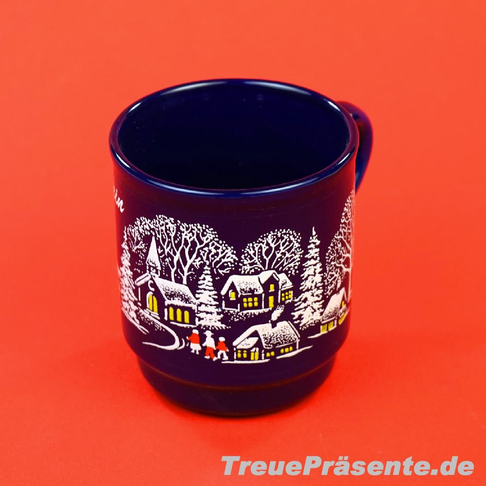 Glühweinbecher blau mit Henkel