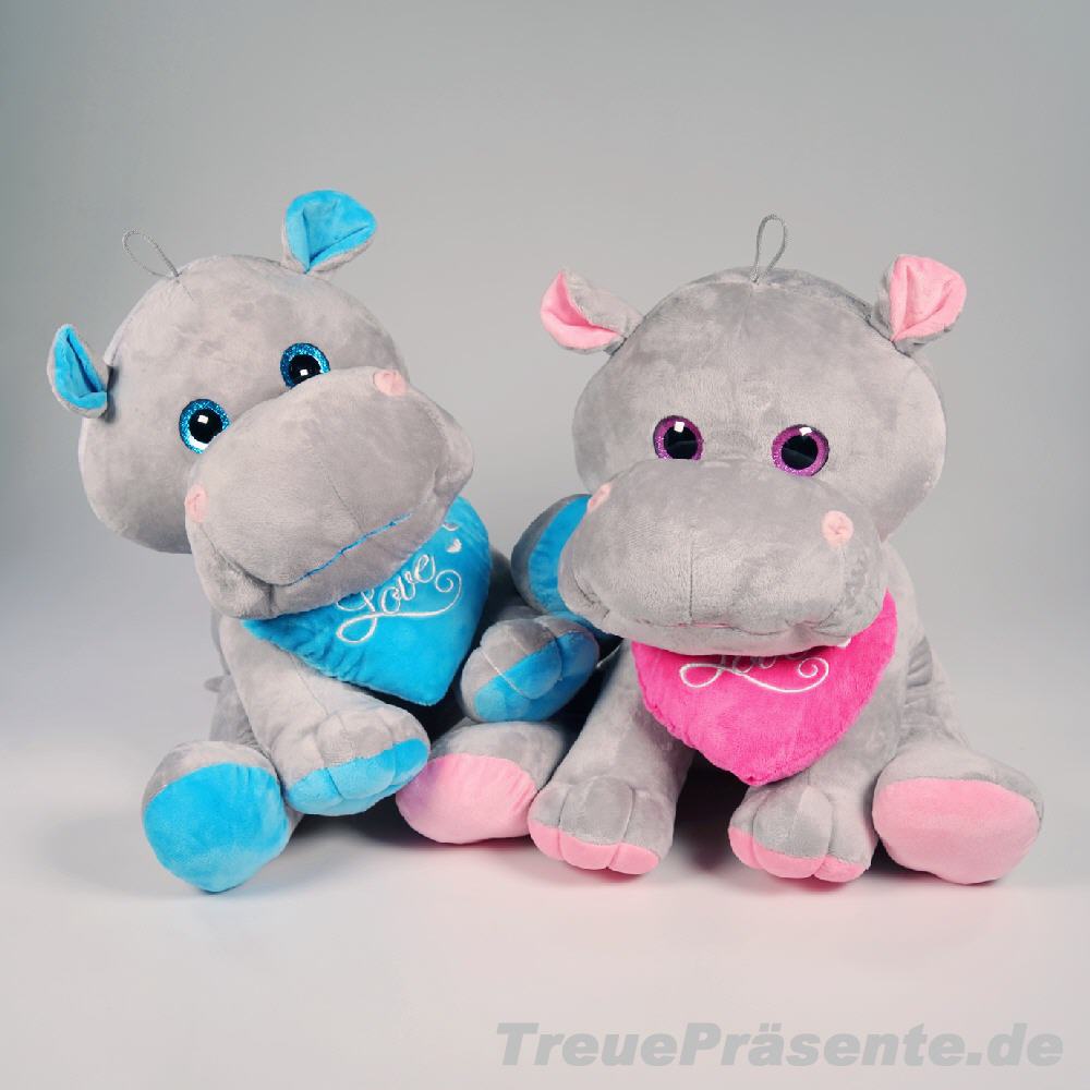 Plüsch-Nilpferde mit Herz