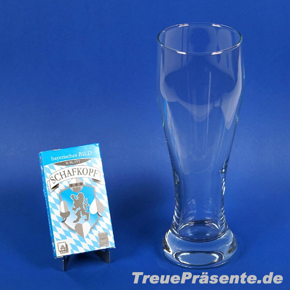 Geschenkset Weizenbierglas mit Schafkopfkarten