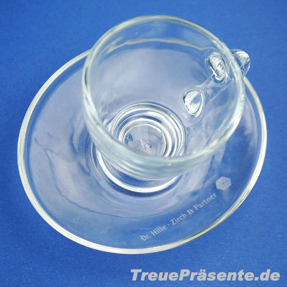 Glas-Espressotasse mit Gravur