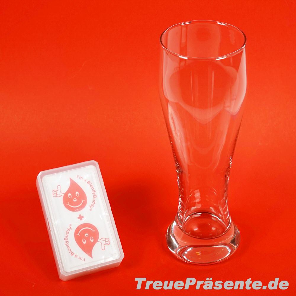 Geschenkset Weizenbierglas mit BloodyBuddy Karten