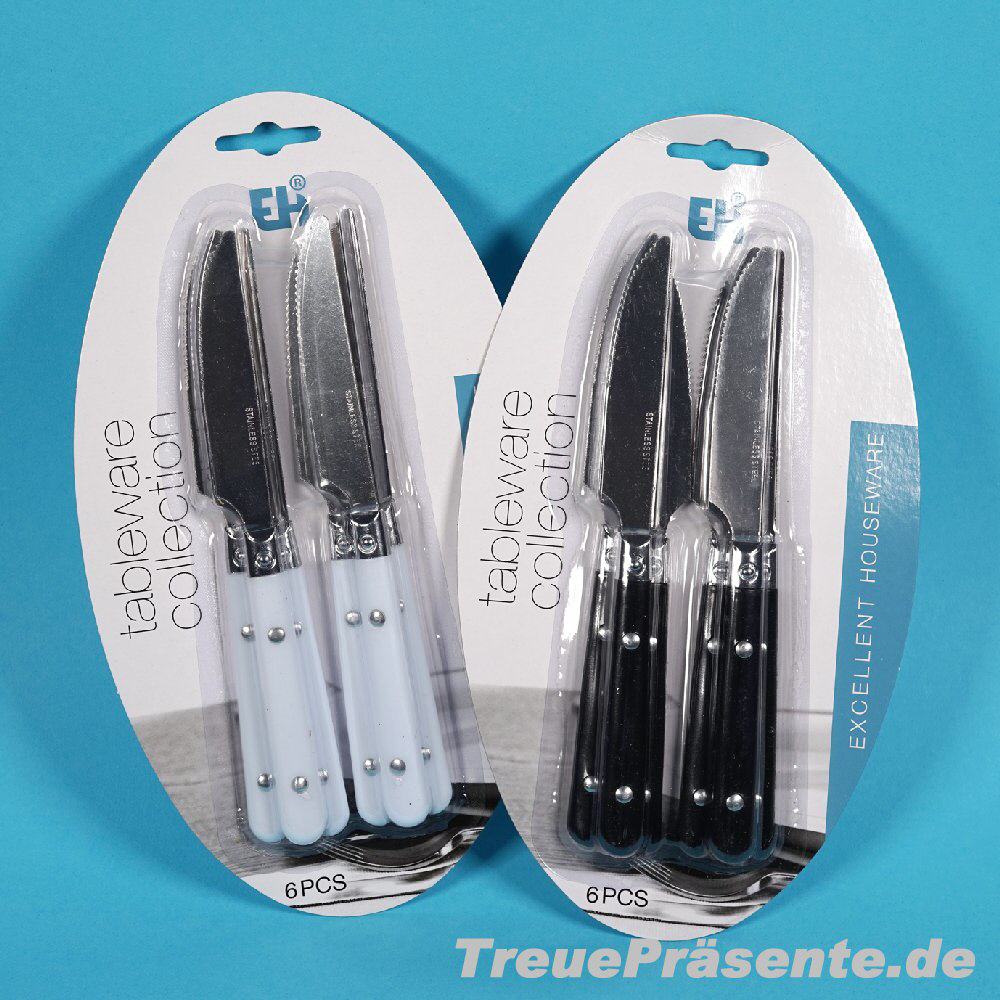 6er-Set Frühstücksmesser schwarz-weiss