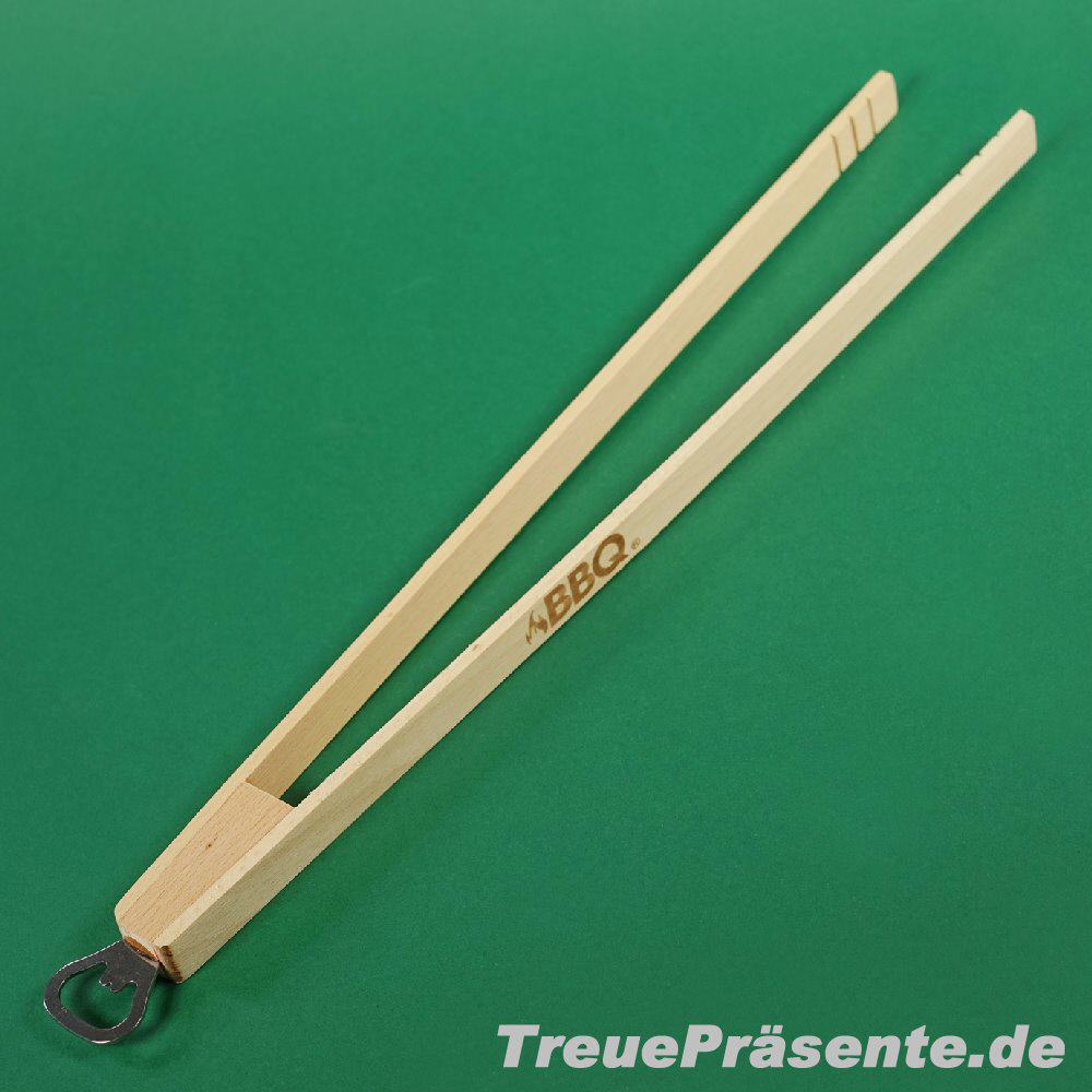 Grillzange aus Holz mit Flaschenöffner