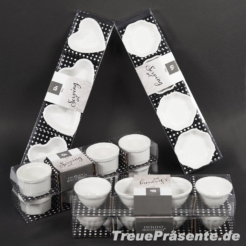 Porzellan-Schälchen 4er-Set sortiert