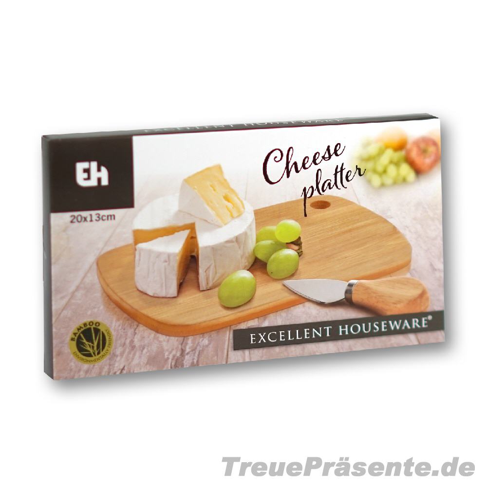 Käsebrett Bambus mit Käsemesser