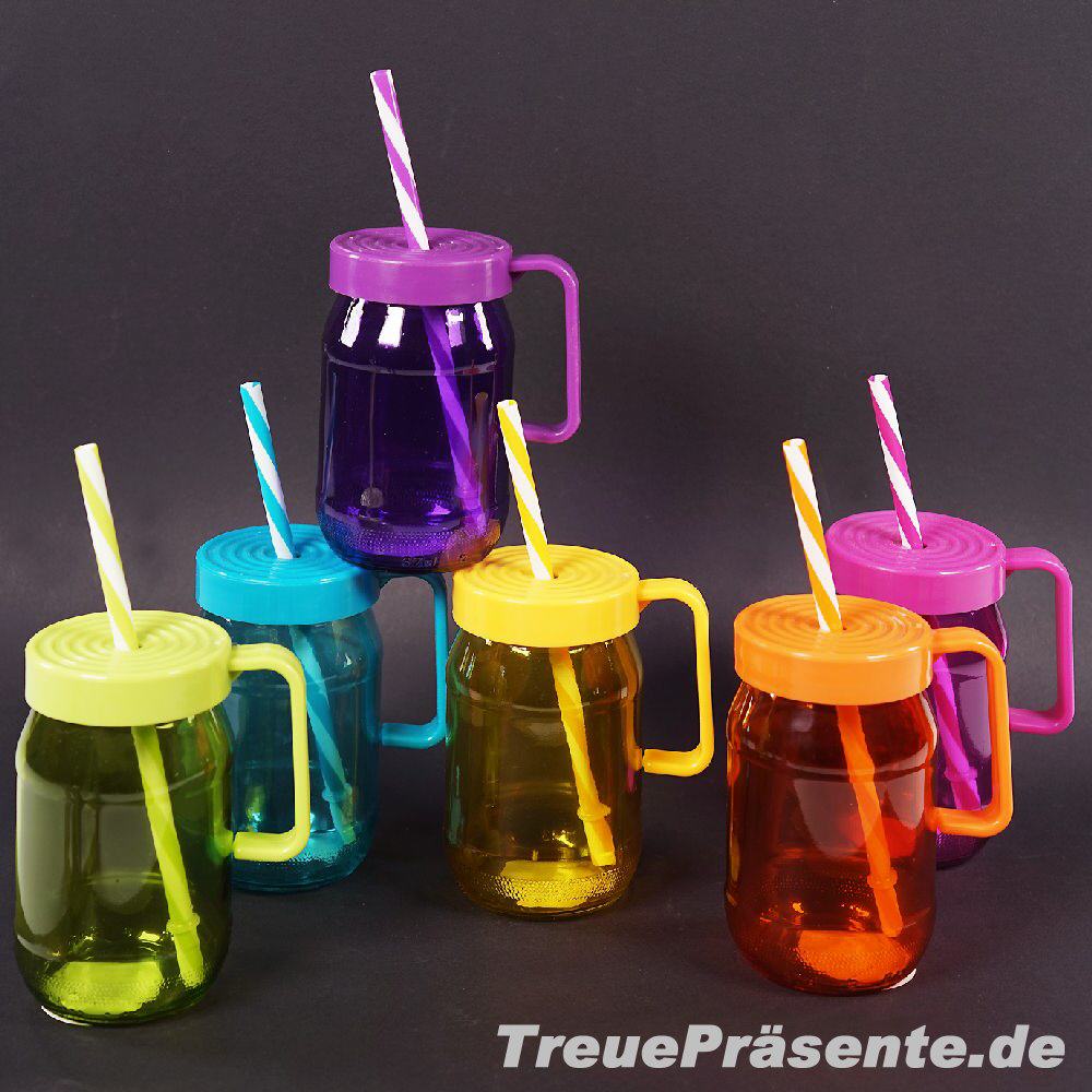 Trinkglas mit Trinkhalm 370 ml