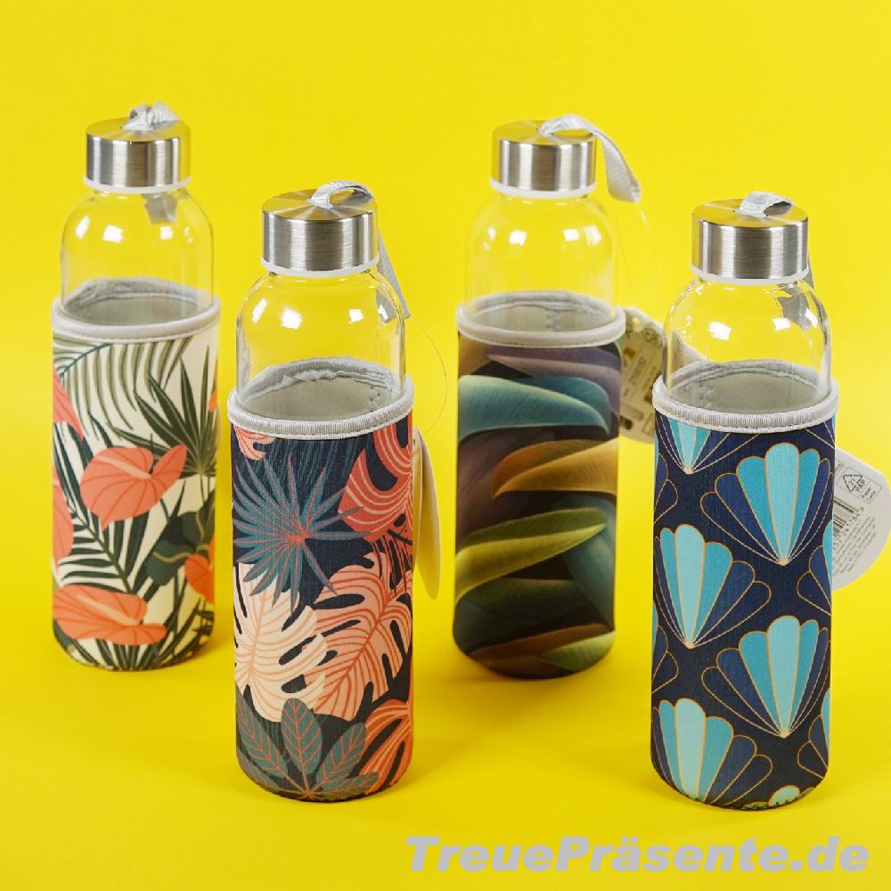 Glas-Trinkflasche mit Überzug