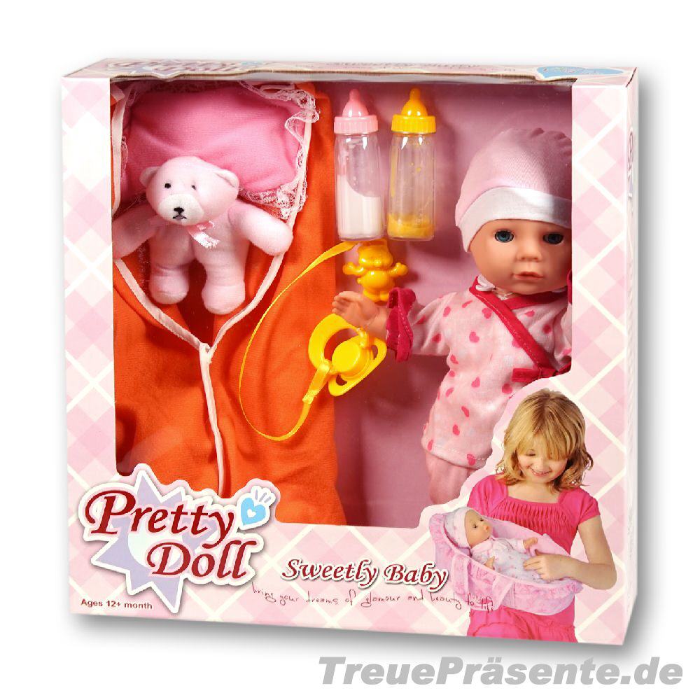Babypuppe mit Decke und Zubehör