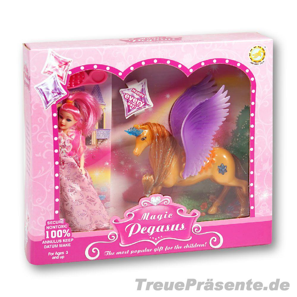Prinzessin mit Einhorn und Bürste