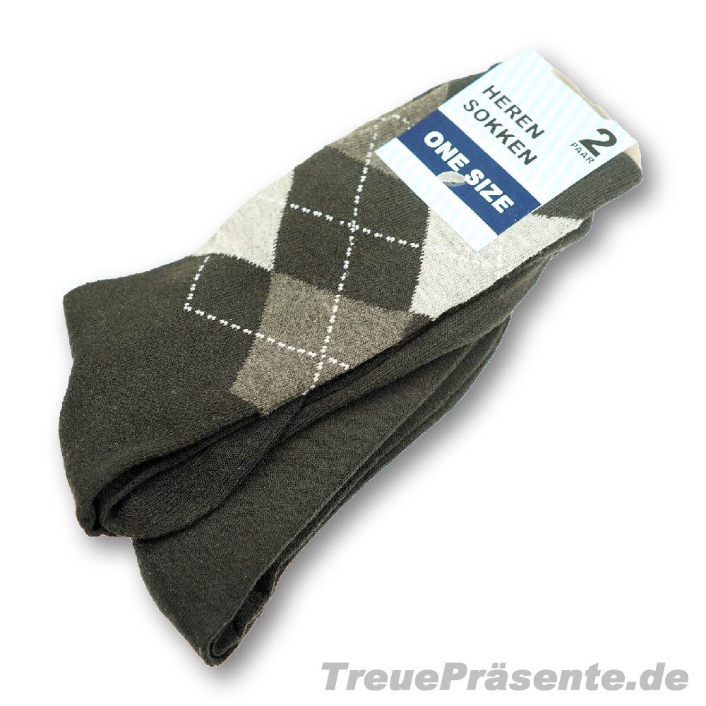 Herrensocken schwarz kariert uni 2er-Set