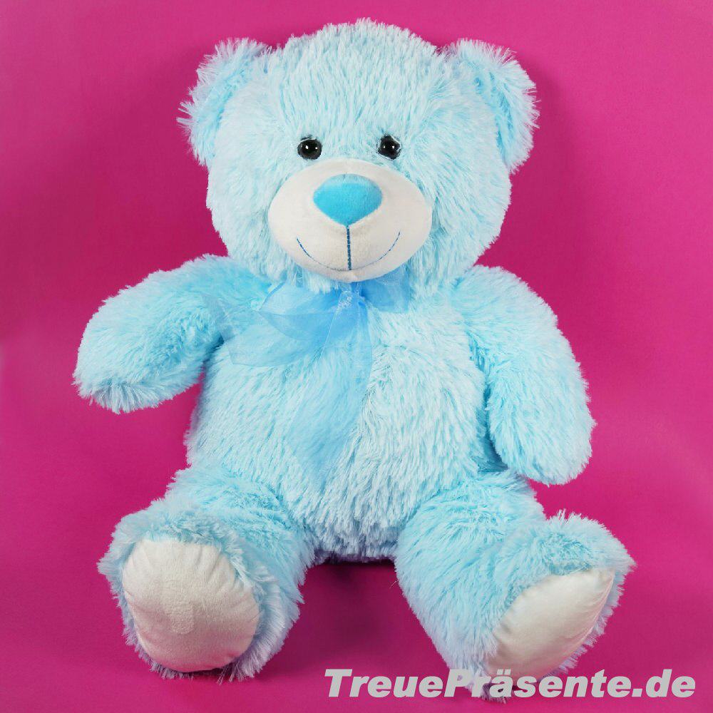Plüschbär blau mit Schleife 35 cm