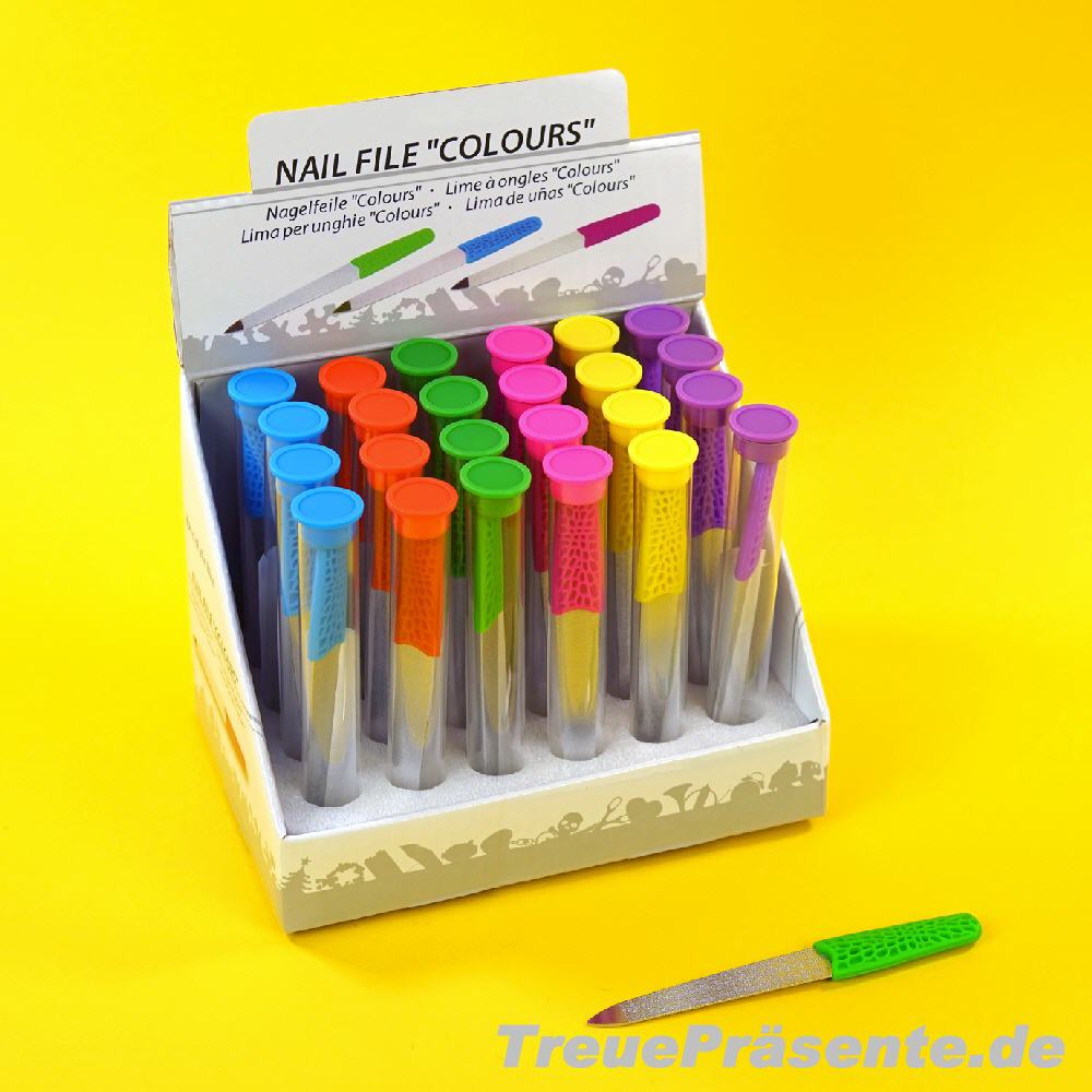 Bunte Nagelfeile in Verpackung