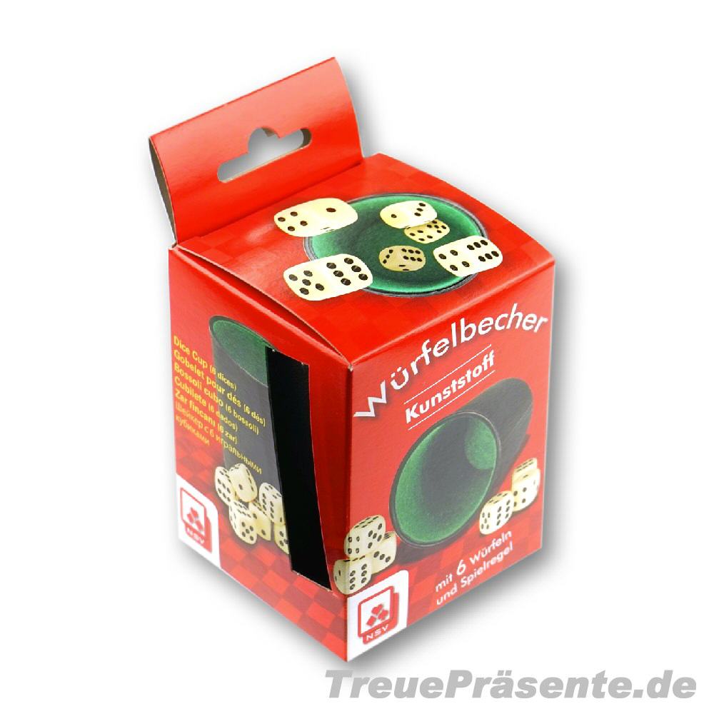 Würfelbecher mit Würfeln