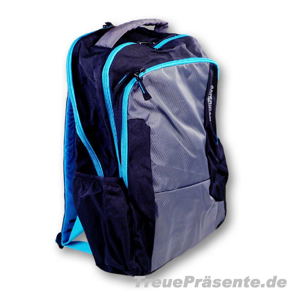 Marken-Rucksack schwarz-blau