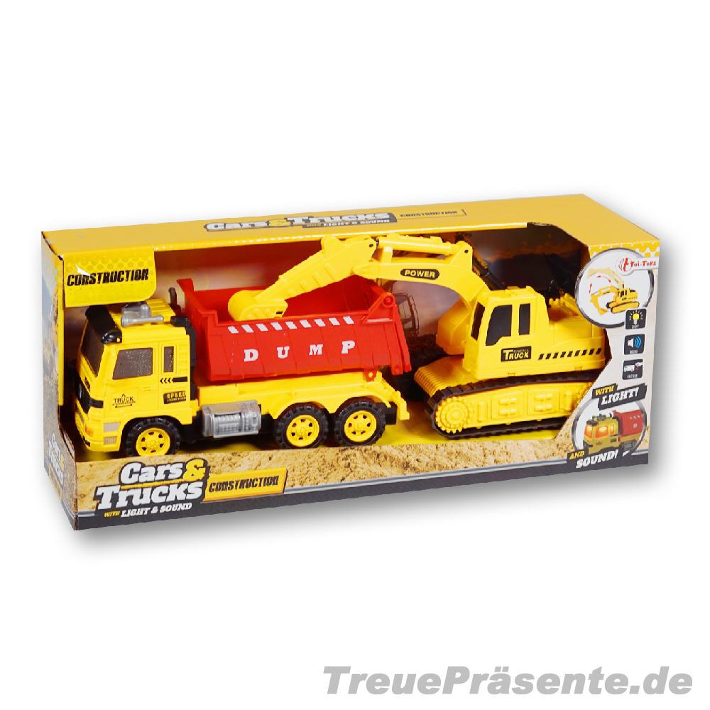 Baufahrzeuge 2er Set Licht und Ton