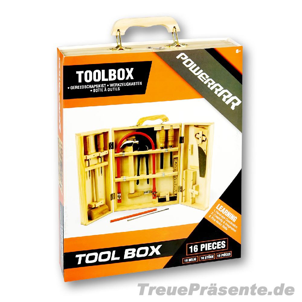 Werkzeugkoffer aus Holz 16-teilig