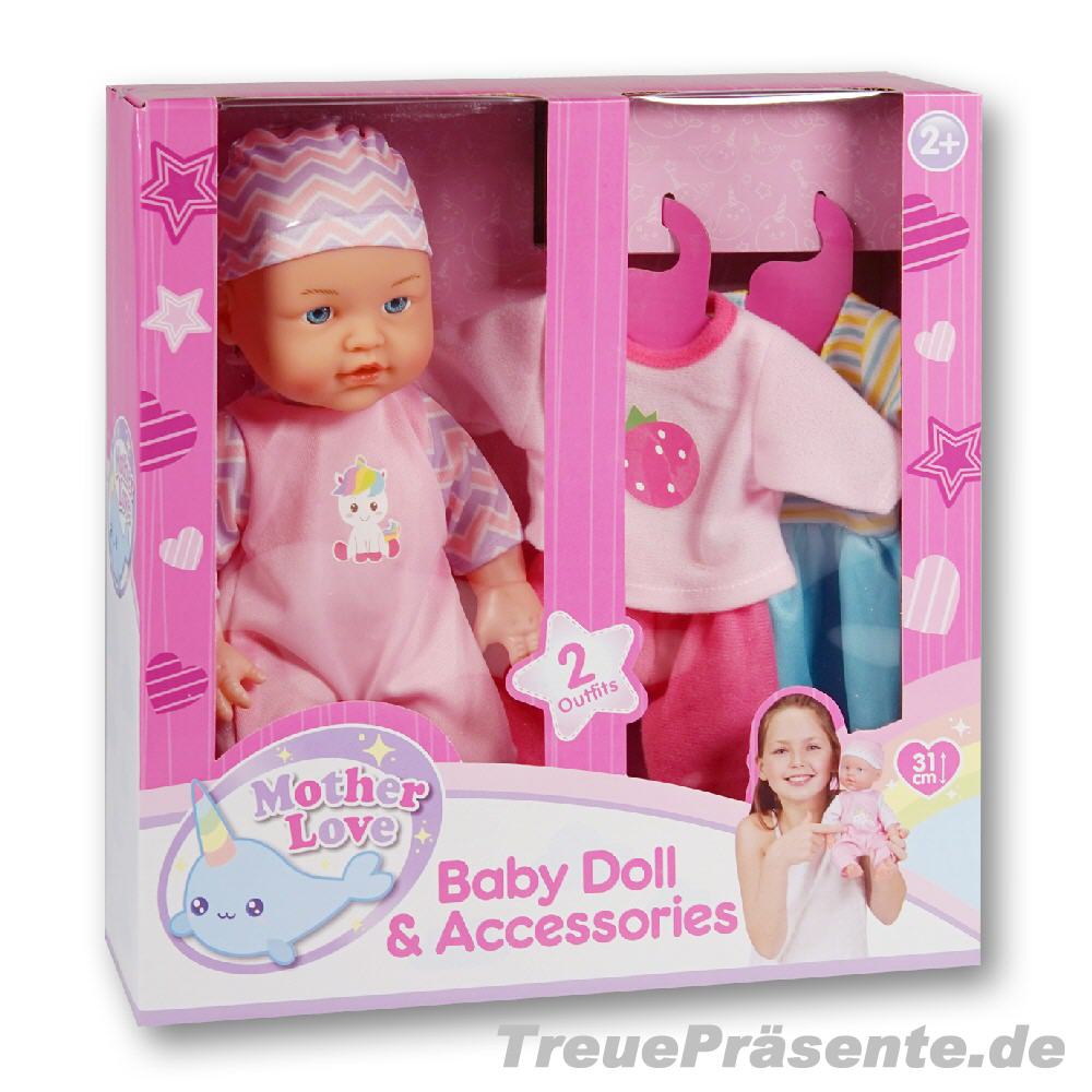 Babypuppe mit Wechseloutfit 33 cm