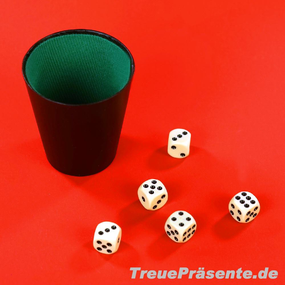 Würfelbecher mit 5 Würfeln