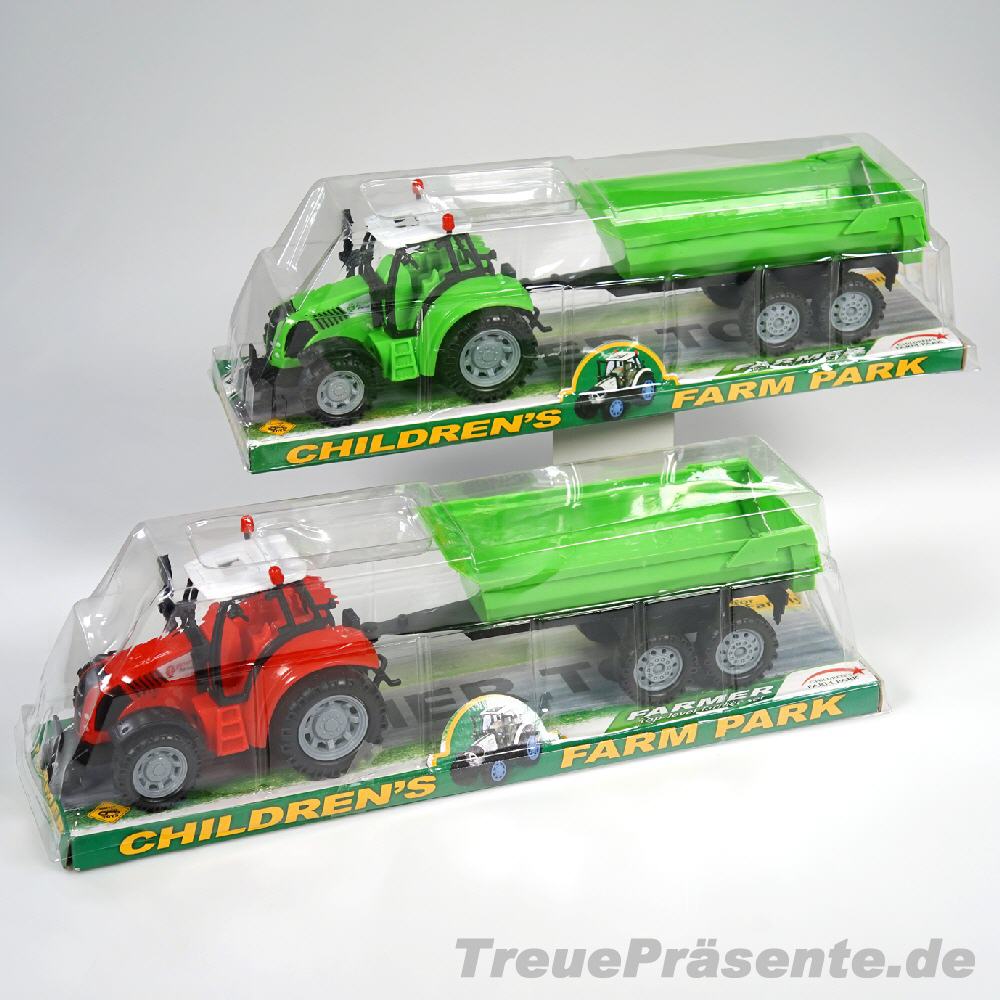 Traktor mit Anh&auml;nger 36 cm sortiert