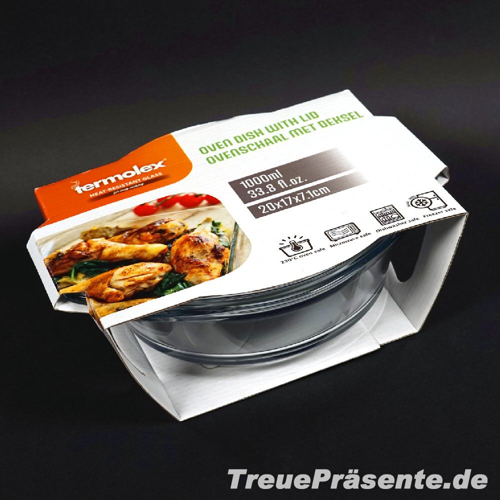 Ofenfeste Glasform mit Deckel 1 Liter