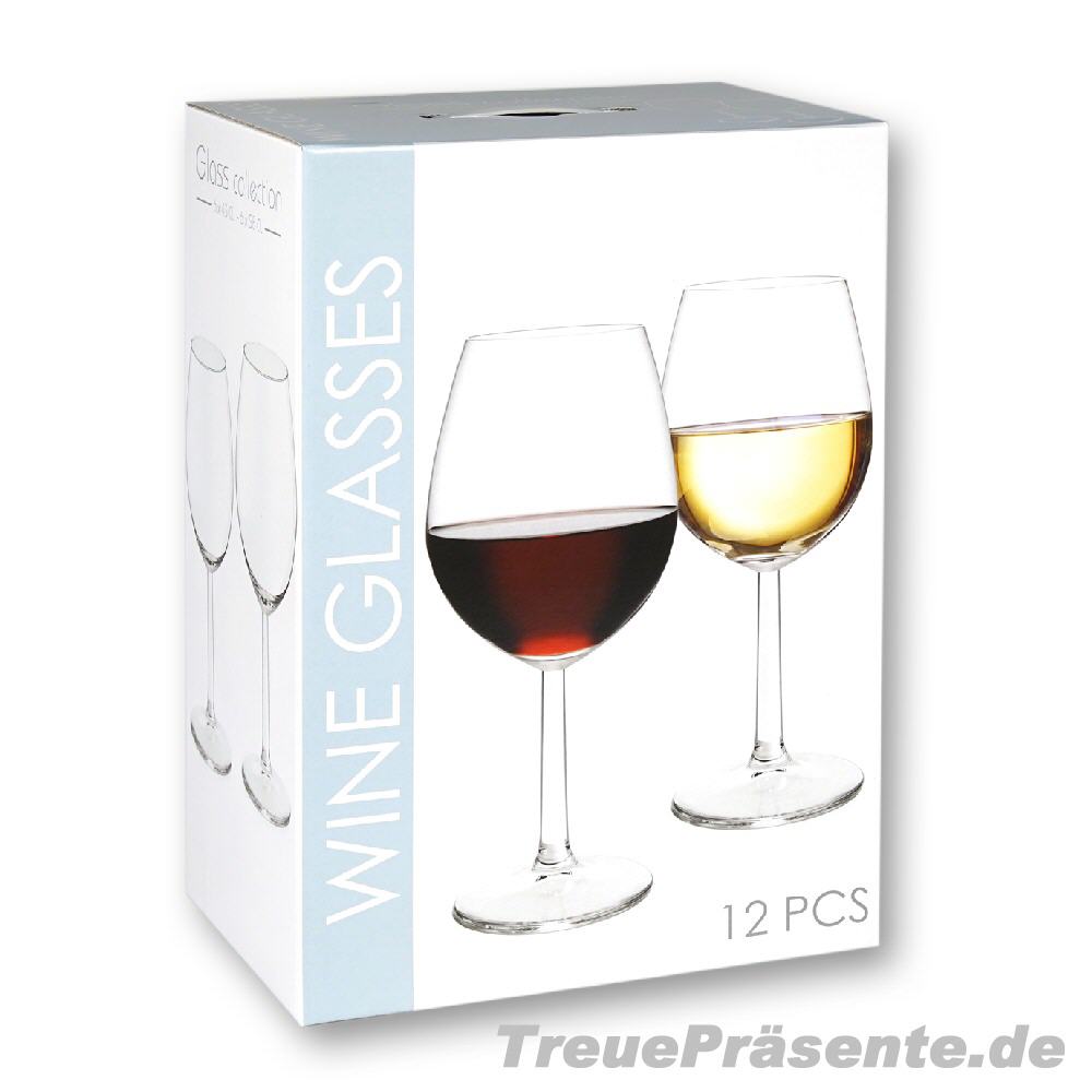 12er-Set Rotwein und Weißweingläser