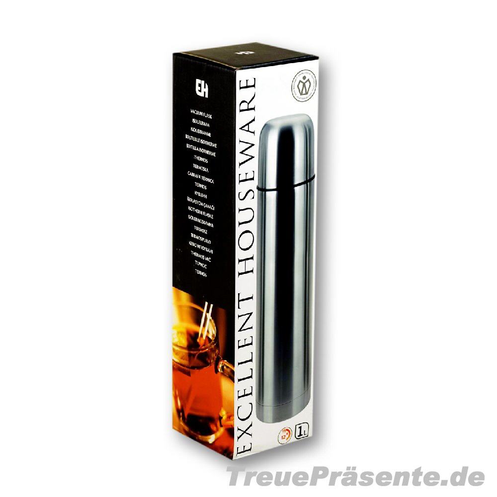 TreuePräsent Thermoskanne aus Edelstahl 1 Liter