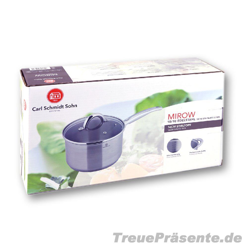 TreuePräsent Edelstahl-Stieltopf 16 cm
