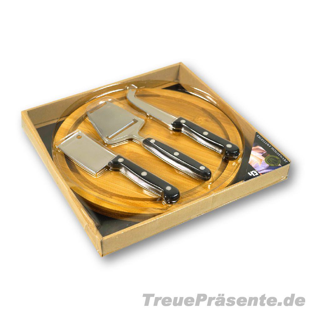 TreuePräsent Schneidbrett mit Käse-Messerset