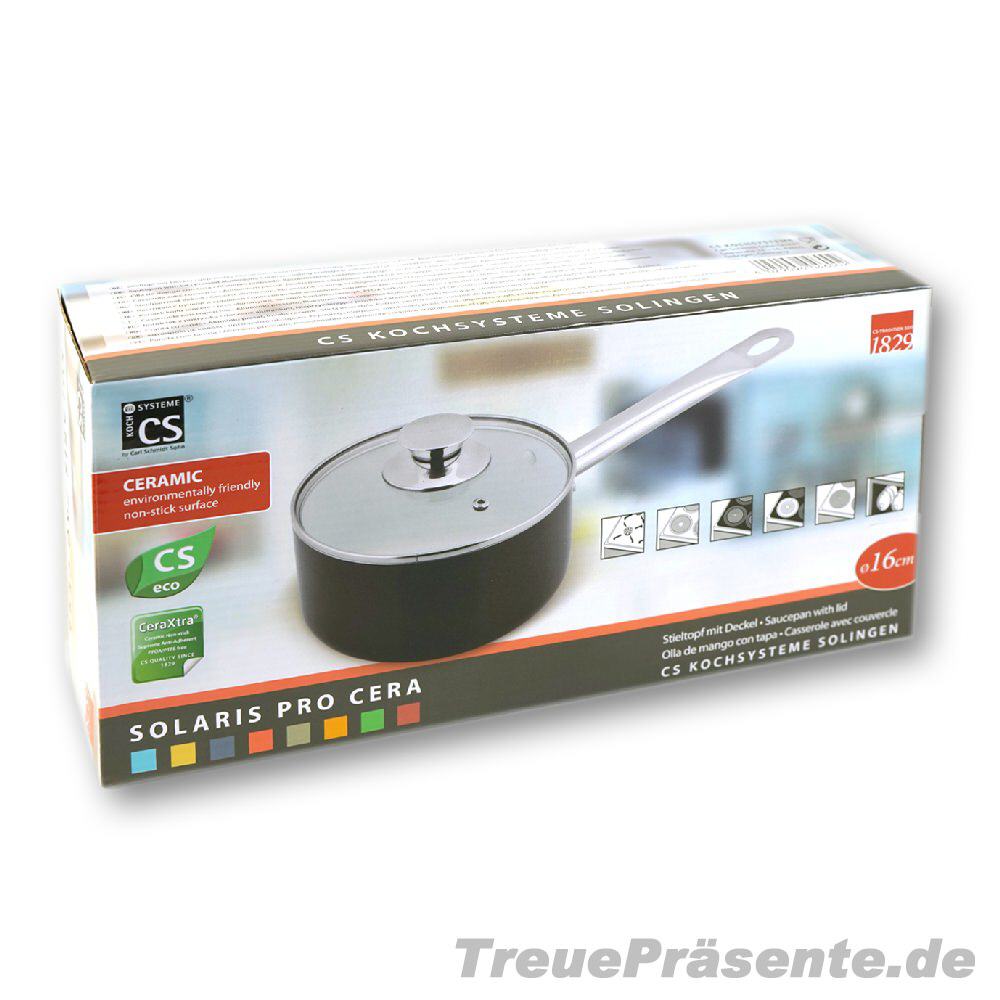 TreuePräsent Stieltopf mit Deckel 16 cm
