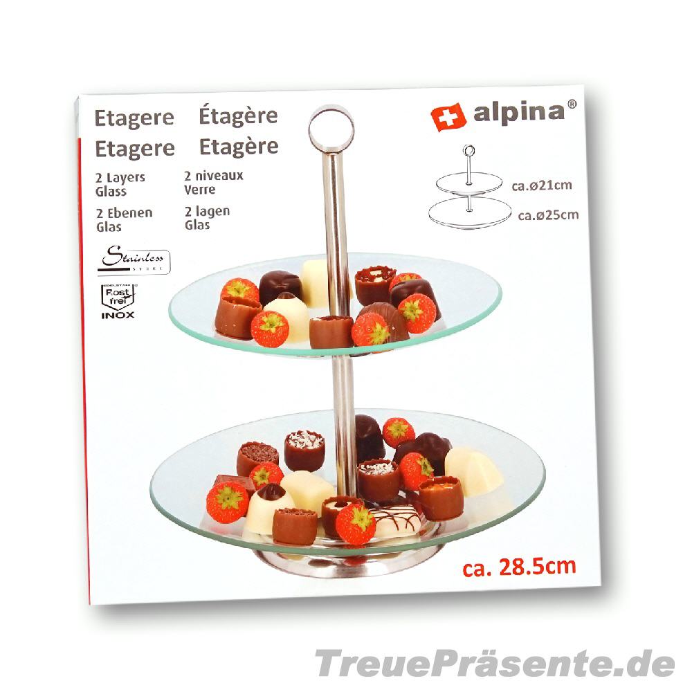 2stöckige-Etagere Glas/Metall