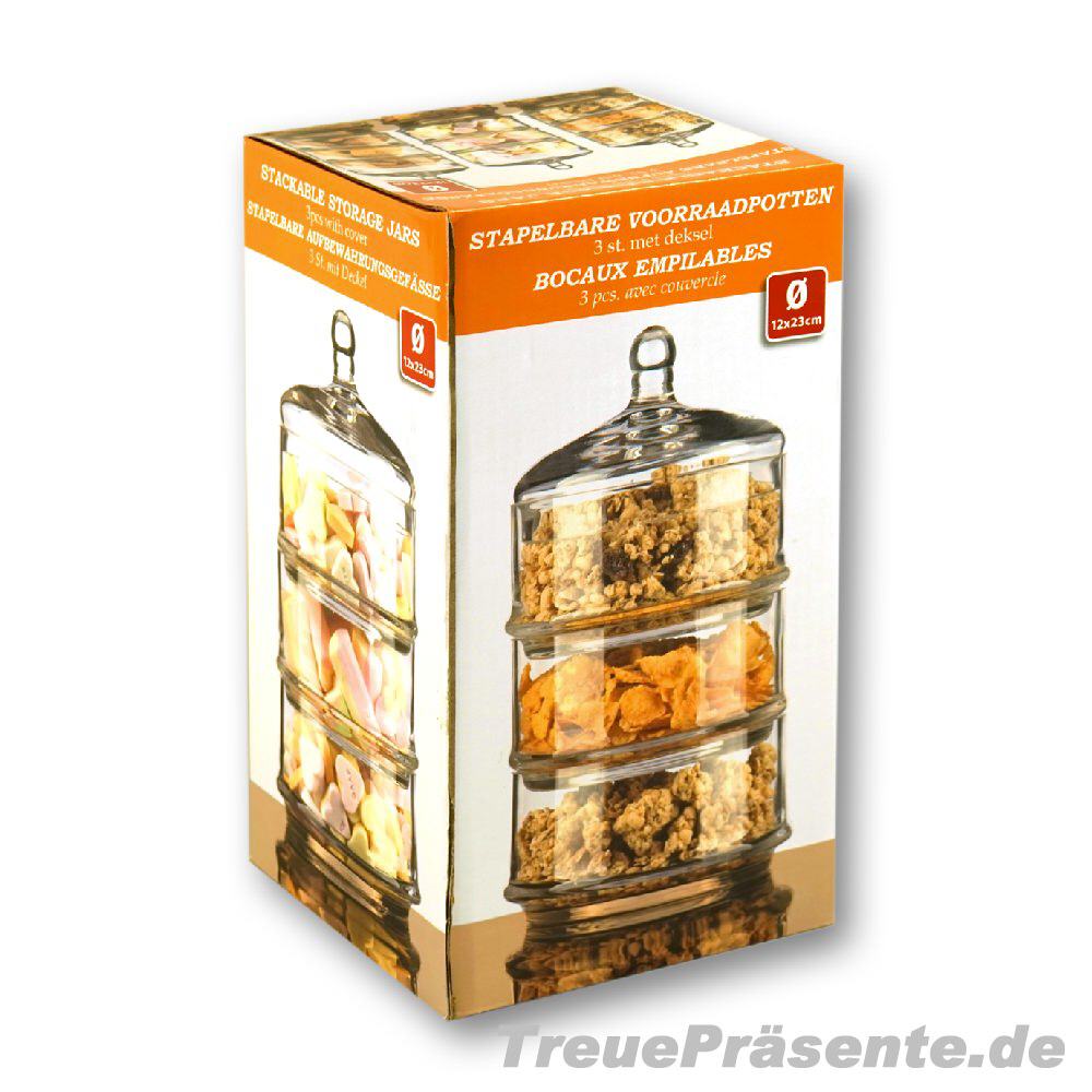 TreuePräsent Stapelbare Aufbewahrungsbehälter aus Glas