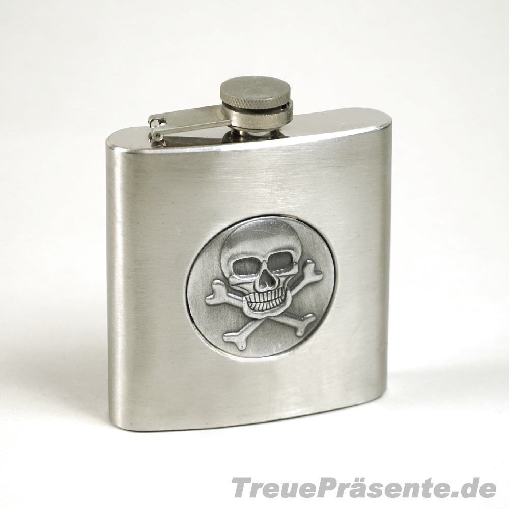 TreuePräsent Flachmann Totenkopf