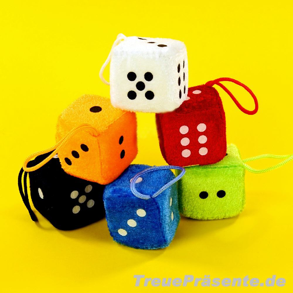 Plüschwürfel 5 cm mit Aufhänger