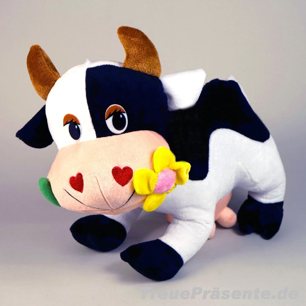 TreuePräsent Plüsch-Kuh mit Blume