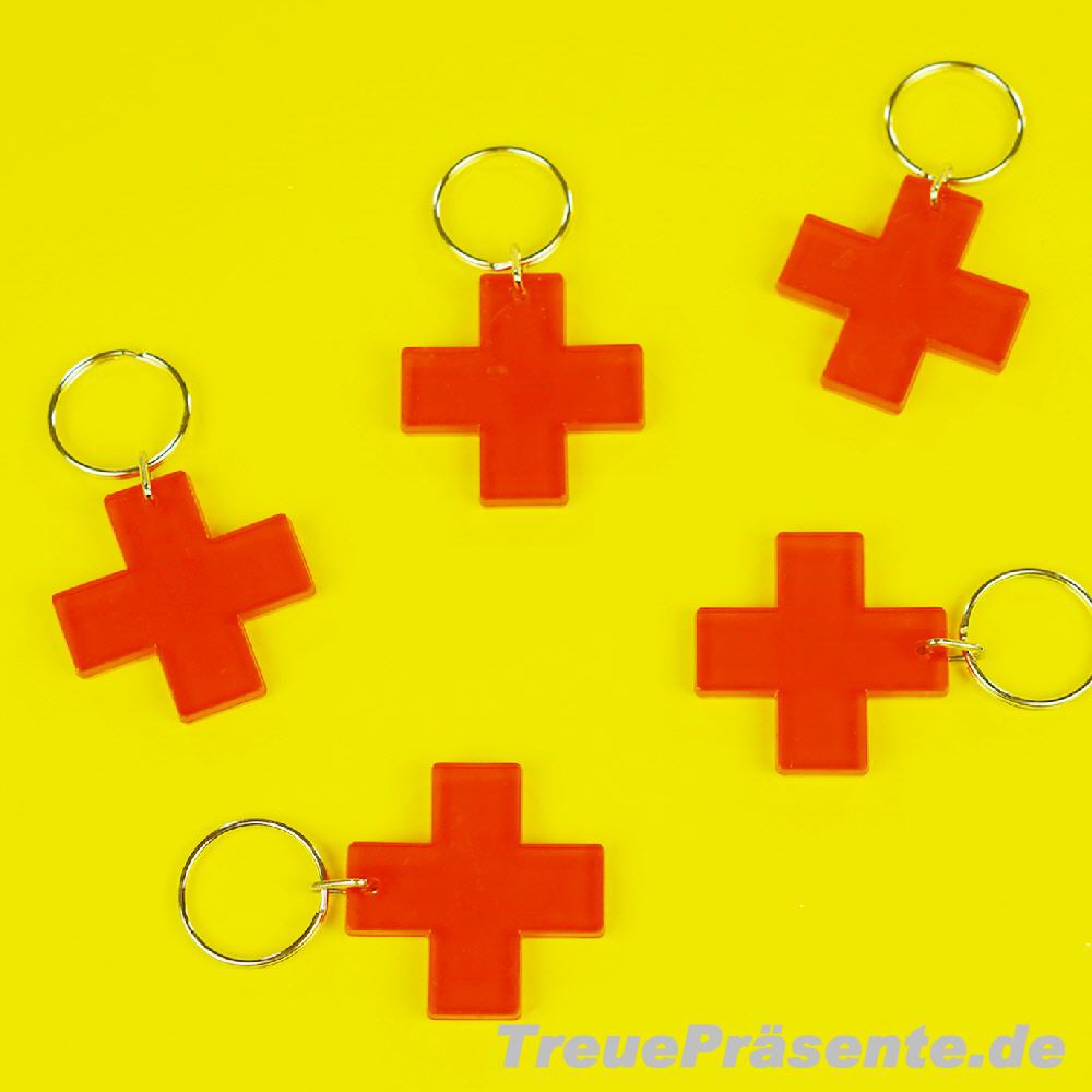 Schlüsselanhänger rotes Kreuz transparent