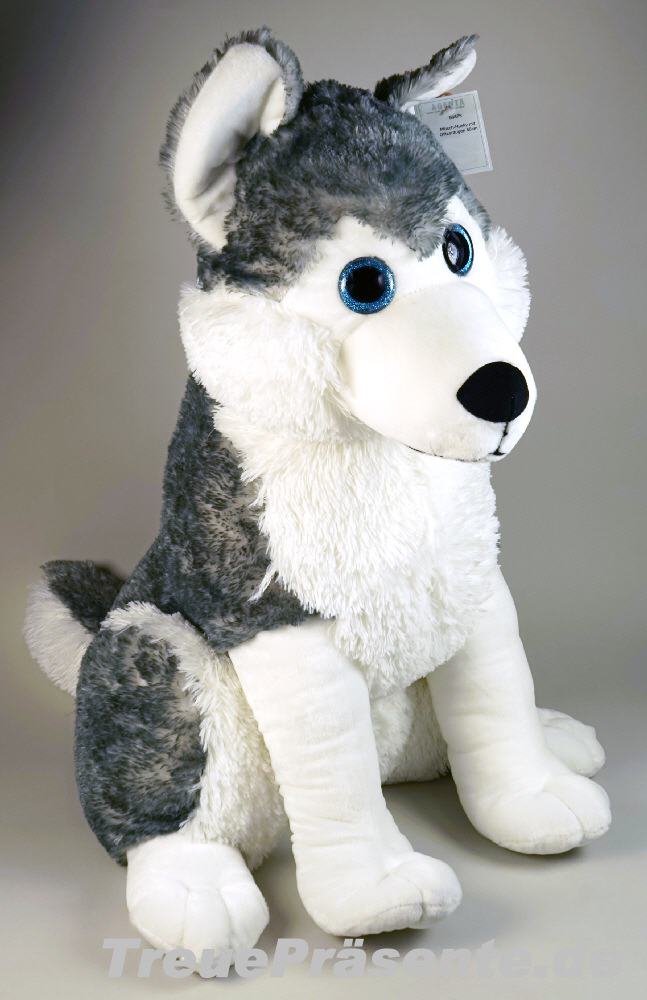 TreuePräsent Plüsch-Husky mit Glitzeraugen 80 cm