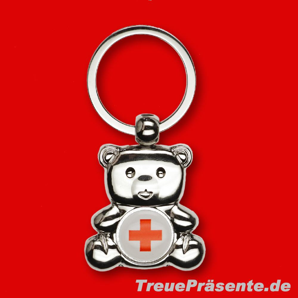 Schlüsselanhänger Bär mit rotem Kreuz