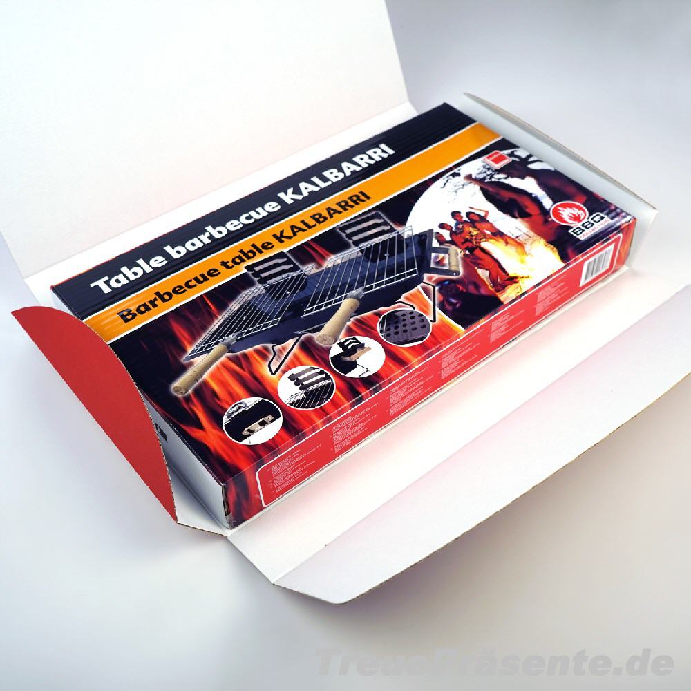Holzkohle-Tischgrill in Geschenkverpackung