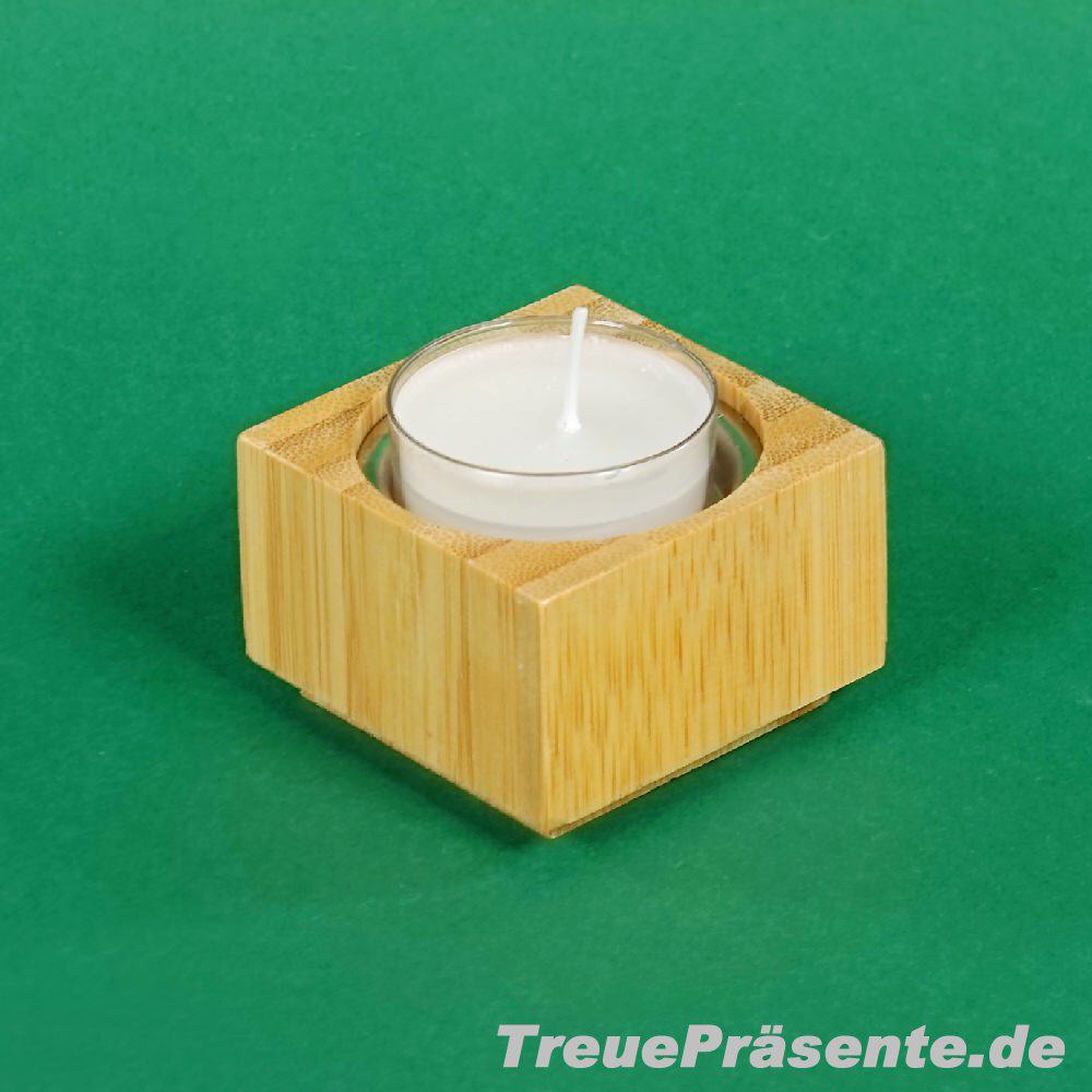 Bambus-Teelichthalter mit Kerze
