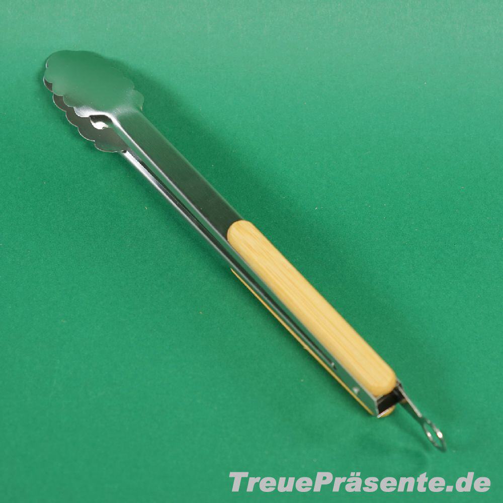 Grillzange aus Edelstahl mit Bambus-Griff