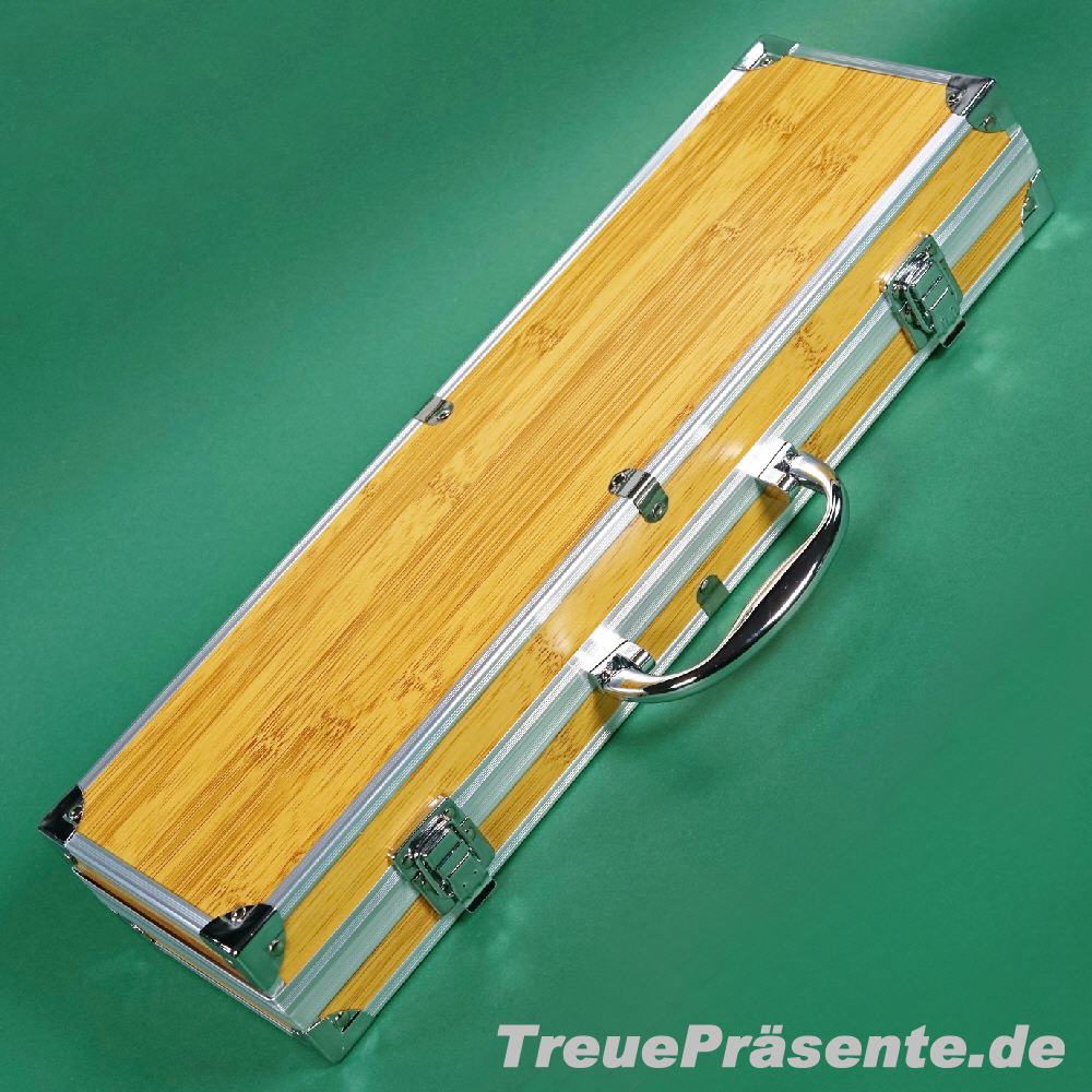 Bambus-BBQ-Besteck 3teilig im Koffer