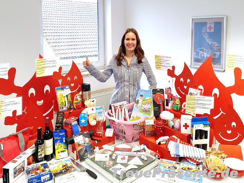 Blutspendegeschenke Präsentationstisch