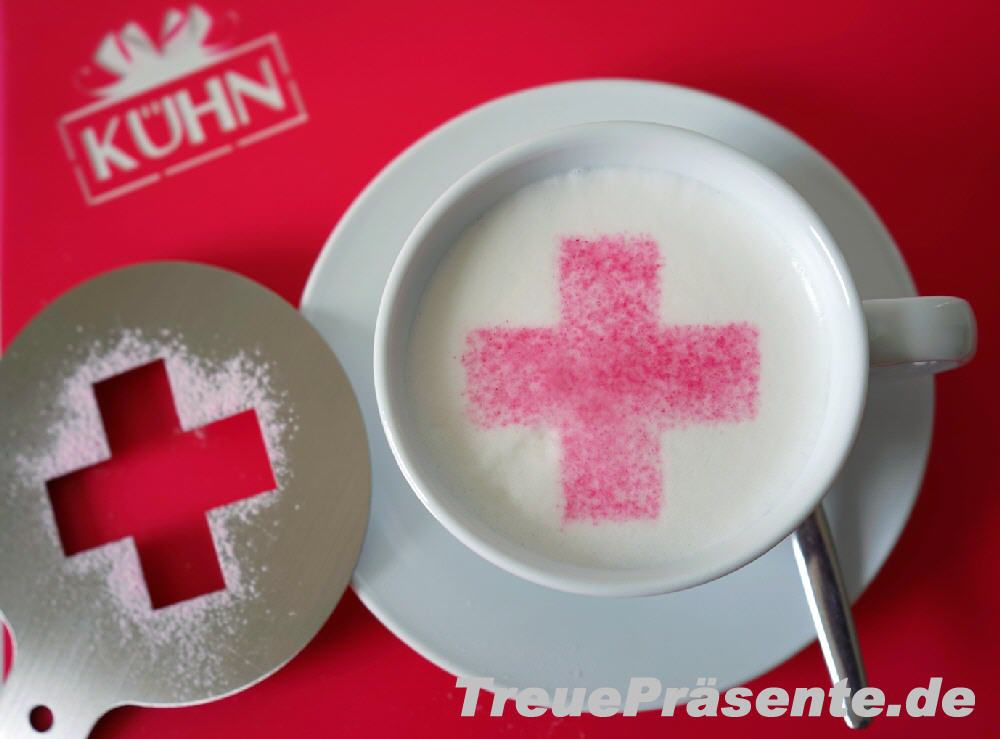 Milchschaumabdruck Cappuccino-Schablone mit Kreuz / Pluszeichen