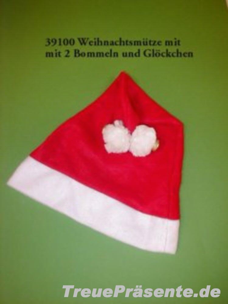 Weihnachtsmütze mit 2 Bommeln
